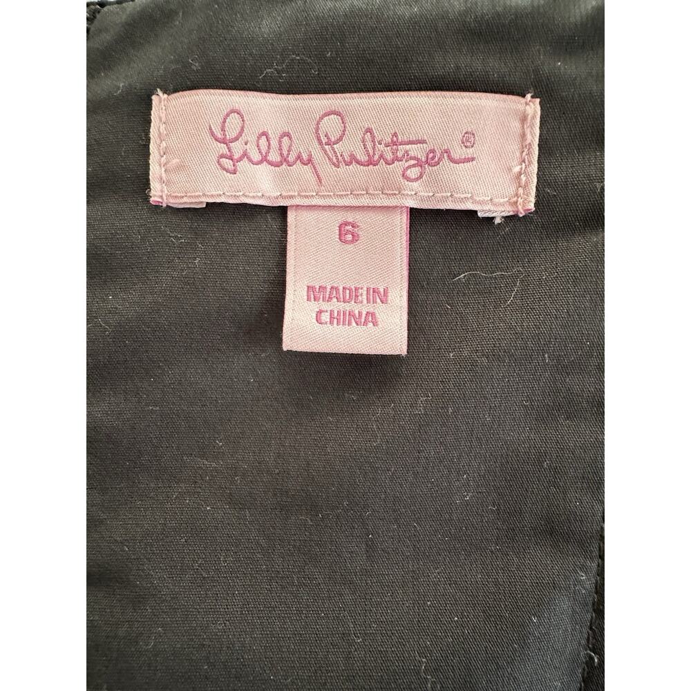 Lilly Pulitzer Crystal Black Late Night Toile Underlay Beaded Waist Dress Size 6 - Picture 6 of 8